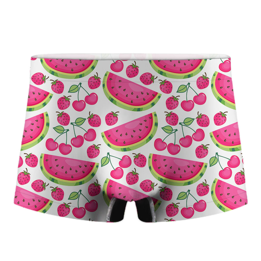 Cute Berry Watermelon Pattern Print Men's Boxer Briefs