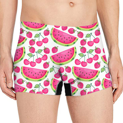 Cute Berry Watermelon Pattern Print Men's Boxer Briefs