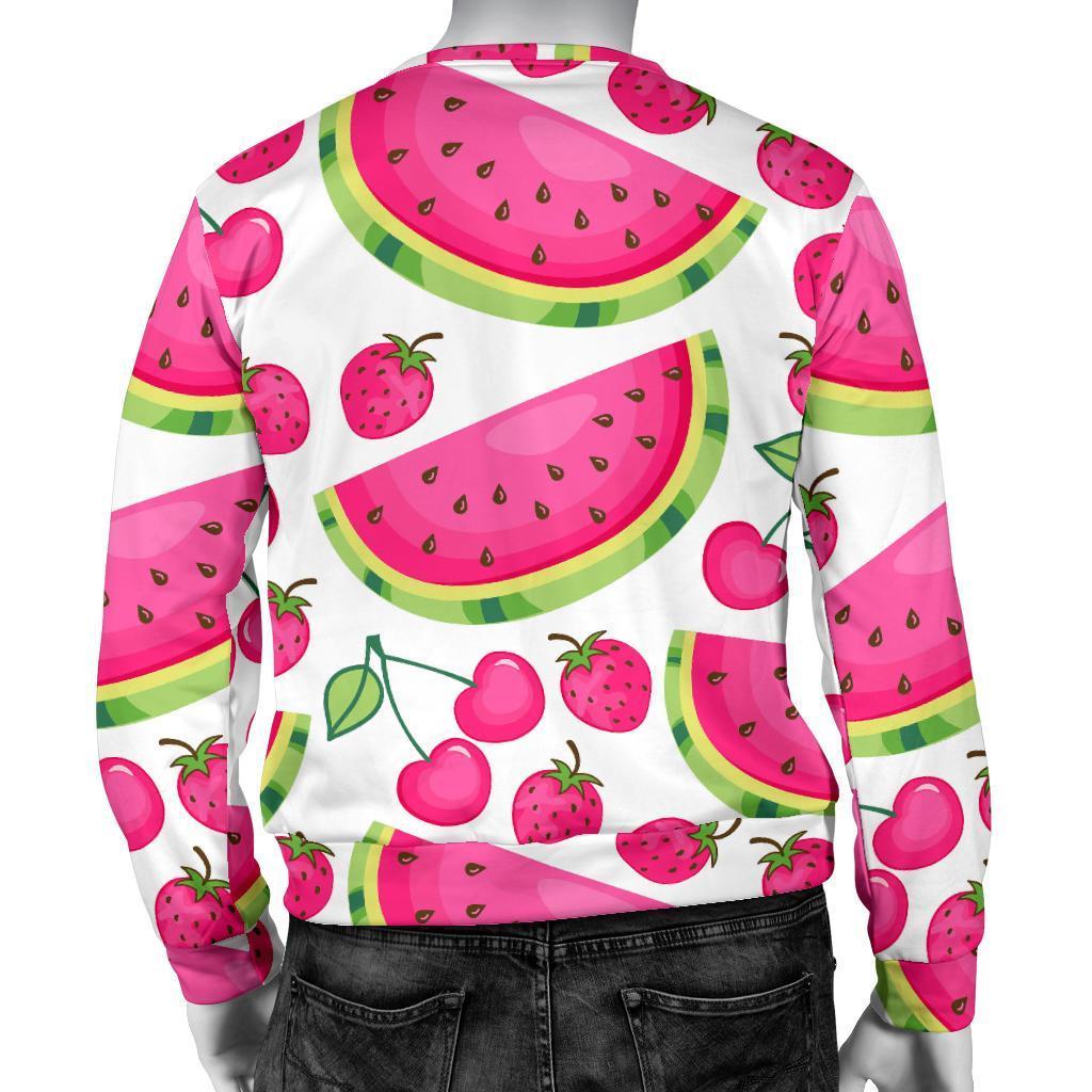 Cute Berry Watermelon Pattern Print Men's Crewneck Sweatshirt GearFrost
