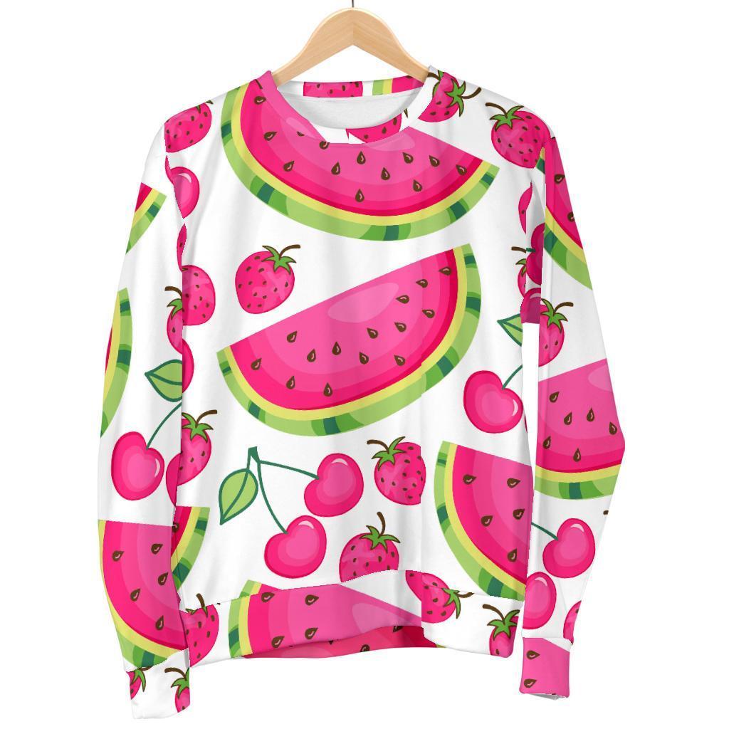 Cute Berry Watermelon Pattern Print Men's Crewneck Sweatshirt GearFrost