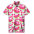 Cute Berry Watermelon Pattern Print Men's Short Sleeve Shirt