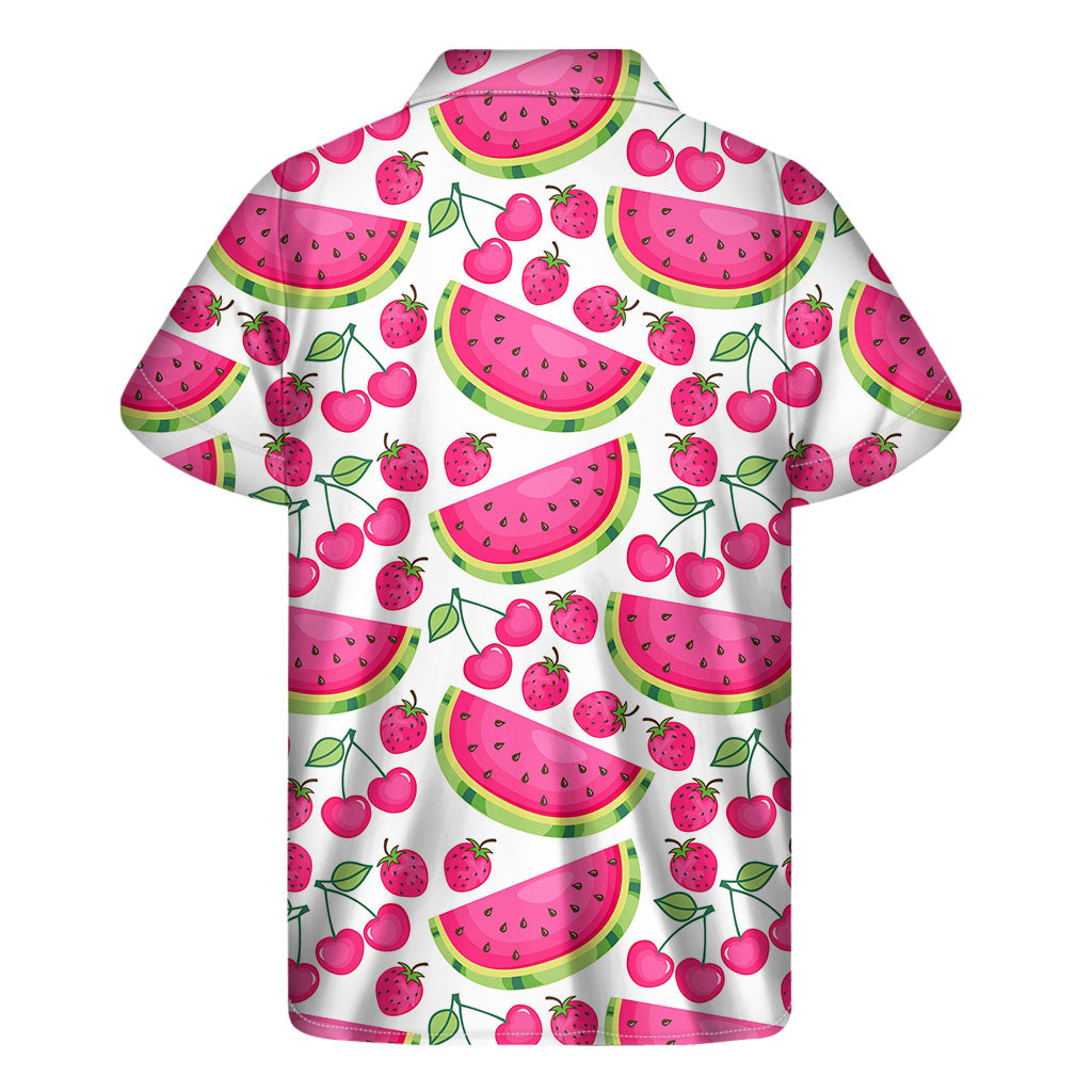 Cute Berry Watermelon Pattern Print Men's Short Sleeve Shirt