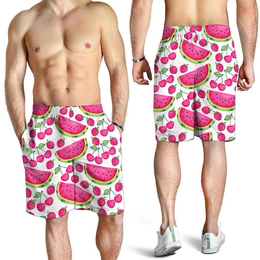 Cute Berry Watermelon Pattern Print Men's Shorts