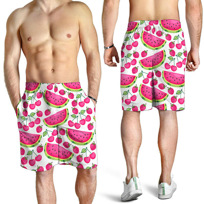 Cute Berry Watermelon Pattern Print Men's Shorts