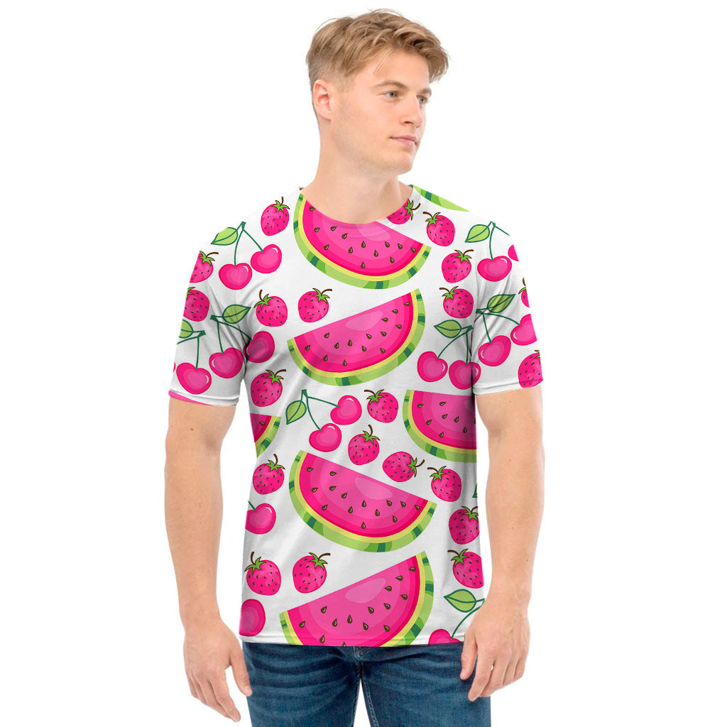 Cute Berry Watermelon Pattern Print Men's T-Shirt