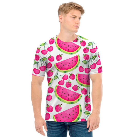 Cute Berry Watermelon Pattern Print Men's T-Shirt