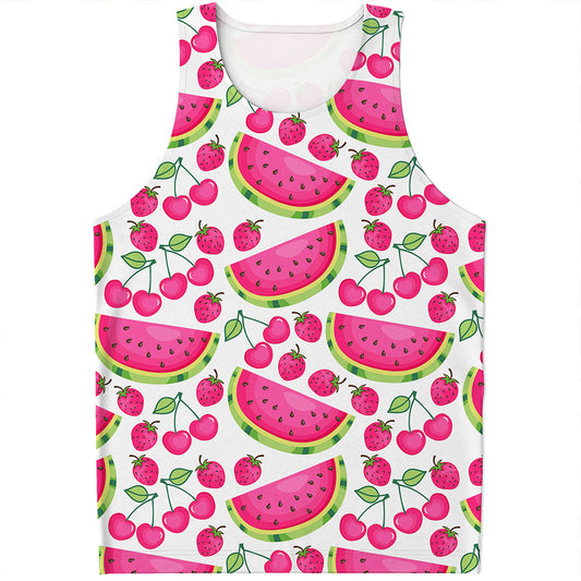 Cute Berry Watermelon Pattern Print Men's Tank Top
