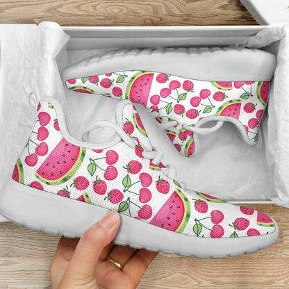 Cute Berry Watermelon Pattern Print Mesh Knit Shoes GearFrost
