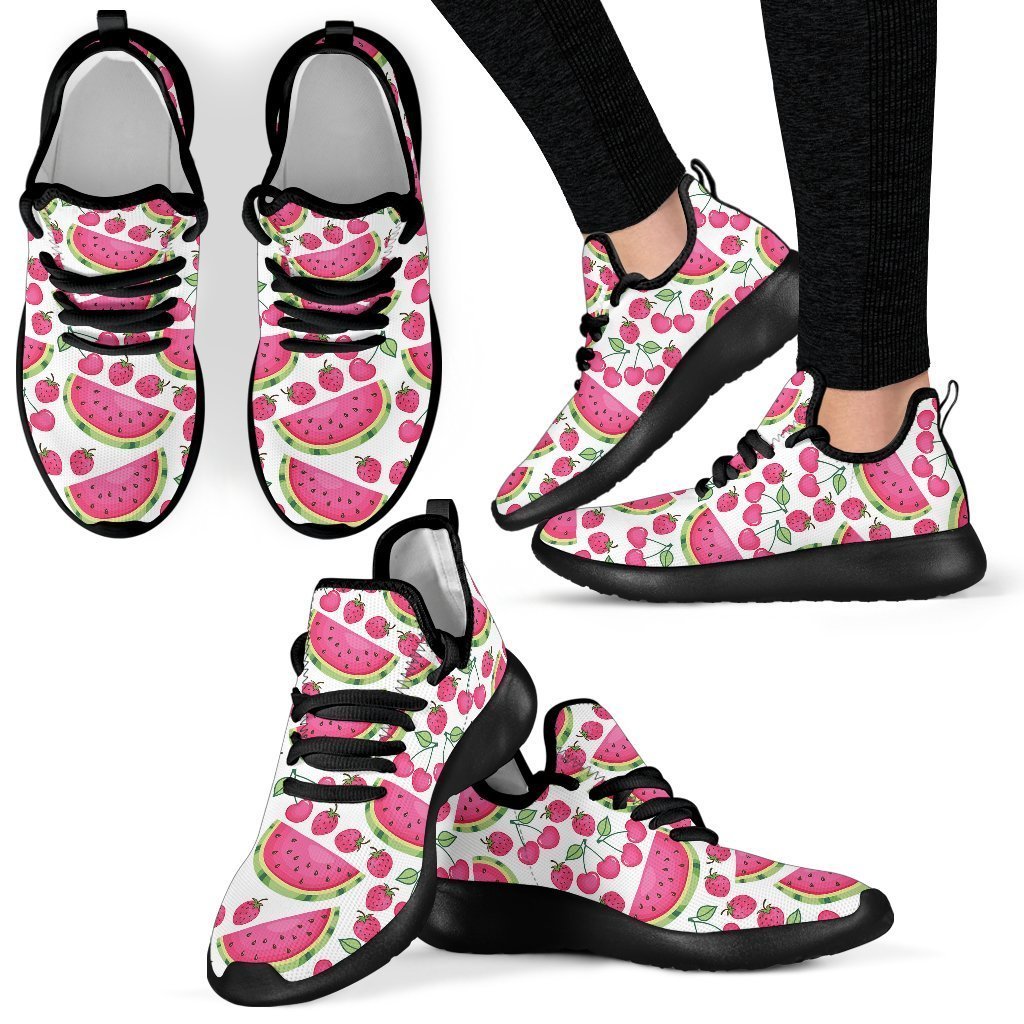 Cute Berry Watermelon Pattern Print Mesh Knit Shoes GearFrost