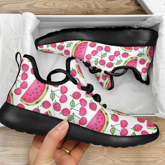 Cute Berry Watermelon Pattern Print Mesh Knit Shoes GearFrost