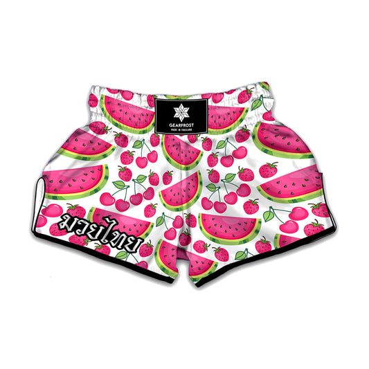 Cute Berry Watermelon Pattern Print Muay Thai Boxing Shorts