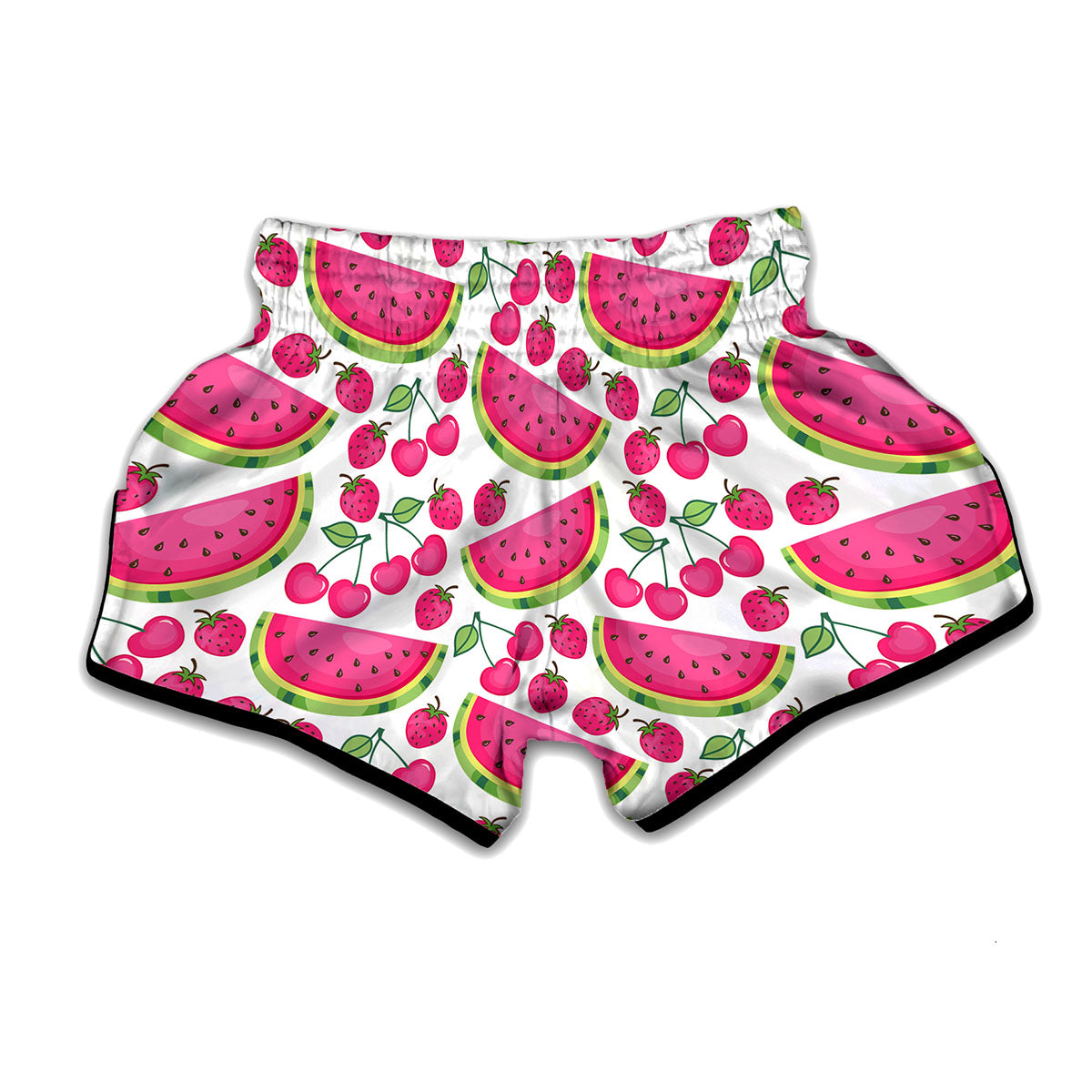 Cute Berry Watermelon Pattern Print Muay Thai Boxing Shorts