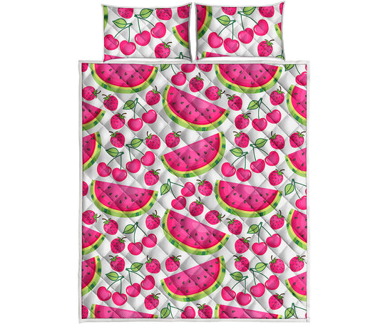 Cute Berry Watermelon Pattern Print Quilt Bed Set
