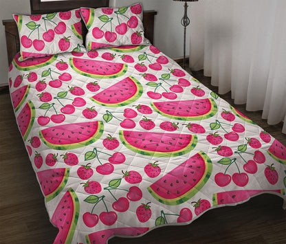 Cute Berry Watermelon Pattern Print Quilt Bed Set