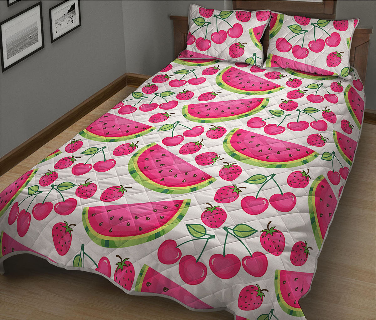 Cute Berry Watermelon Pattern Print Quilt Bed Set
