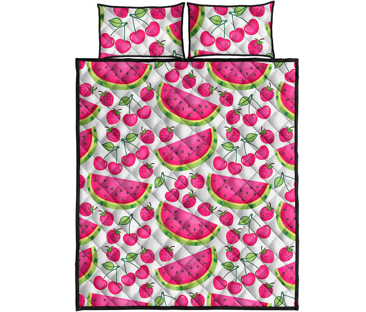 Cute Berry Watermelon Pattern Print Quilt Bed Set