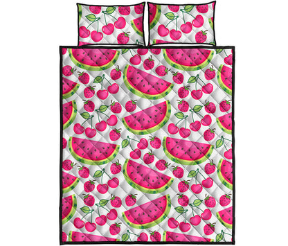 Cute Berry Watermelon Pattern Print Quilt Bed Set