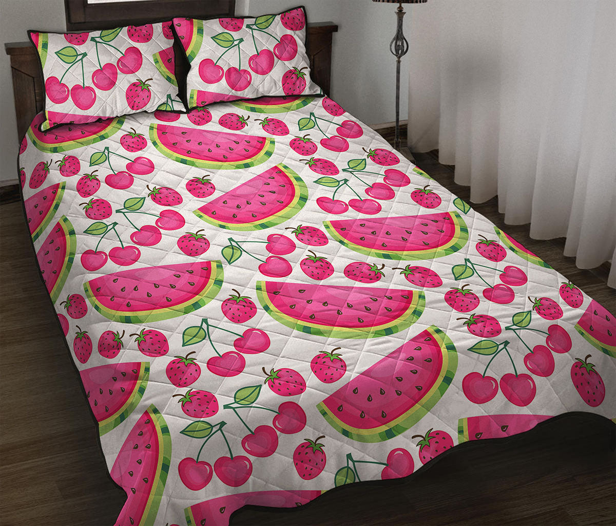 Cute Berry Watermelon Pattern Print Quilt Bed Set