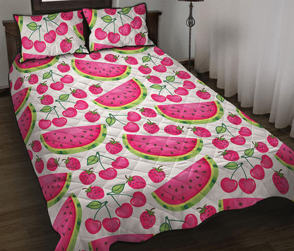 Cute Berry Watermelon Pattern Print Quilt Bed Set