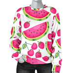 Cute Berry Watermelon Pattern Print Women's Crewneck Sweatshirt GearFrost