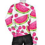 Cute Berry Watermelon Pattern Print Women's Crewneck Sweatshirt GearFrost