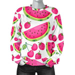 Cute Berry Watermelon Pattern Print Women's Crewneck Sweatshirt GearFrost