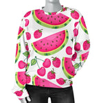 Cute Berry Watermelon Pattern Print Women's Crewneck Sweatshirt GearFrost