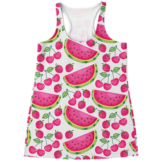 Cute Berry Watermelon Pattern Print Women's Racerback Tank Top