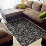 Cute Black And White Heart Pattern Print Area Rug