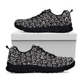 Cute Black And White Heart Pattern Print Black Running Shoes