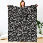 Cute Black And White Heart Pattern Print Blanket