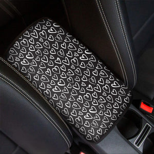 Cute Black And White Heart Pattern Print Car Center Console Cover