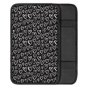 Cute Black And White Heart Pattern Print Car Center Console Cover