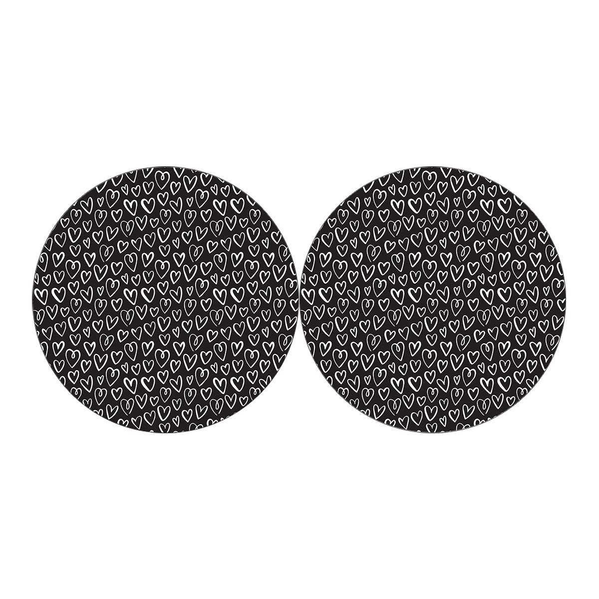 Cute Black And White Heart Pattern Print Car Coasters