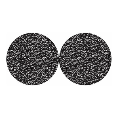 Cute Black And White Heart Pattern Print Car Coasters