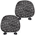Cute Black And White Heart Pattern Print Car Headrest Covers
