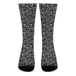 Cute Black And White Heart Pattern Print Crew Socks