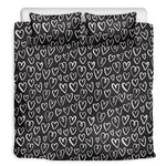 Cute Black And White Heart Pattern Print Duvet Cover Bedding Set