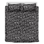 Cute Black And White Heart Pattern Print Duvet Cover Bedding Set