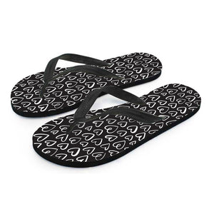 Cute Black And White Heart Pattern Print Flip Flops