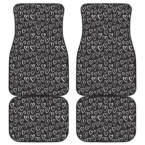 Cute Black And White Heart Pattern Print Front and Back Car Floor Mats