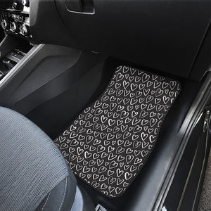 Cute Black And White Heart Pattern Print Front and Back Car Floor Mats