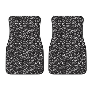 Cute Black And White Heart Pattern Print Front Car Floor Mats