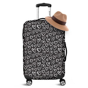 Cute Black And White Heart Pattern Print Luggage Cover