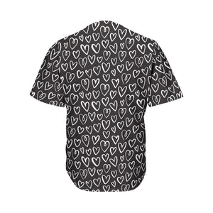 Cute Black And White Heart Pattern Print Men's Baseball Jersey