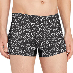 Cute Black And White Heart Pattern Print Men's Boxer Briefs