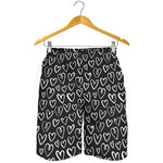 Cute Black And White Heart Pattern Print Men's Shorts