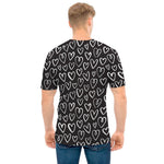 Cute Black And White Heart Pattern Print Men's T-Shirt