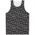 Cute Black And White Heart Pattern Print Men's Tank Top