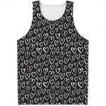 Cute Black And White Heart Pattern Print Men's Tank Top